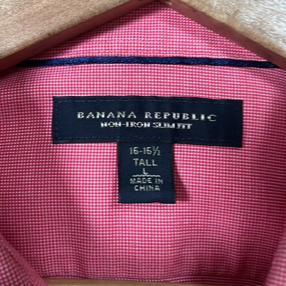 BANANA REPUBLIC BUTTON DOWN SLIM-FIT NON-IRON SHIRT MENS TALL - Picture 2 of 10